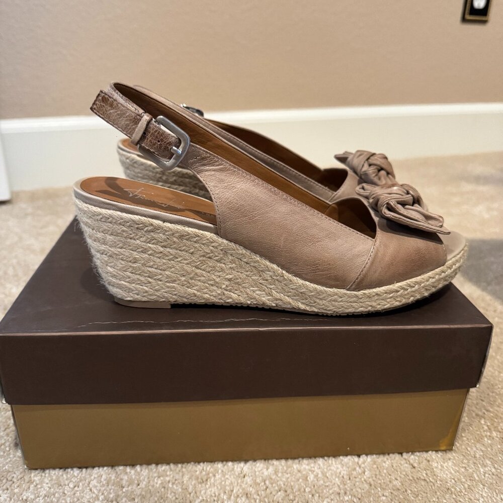 Franco Sarto A-Camino-Cemnt Wedges - Espadrilles with Bow, Size 10